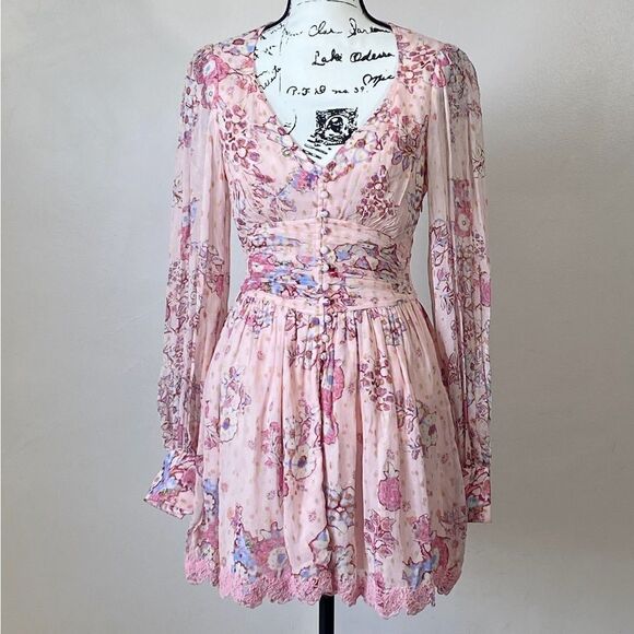 HEMANT & NANDITA Floral Print Button-Front Minidress size S - Picture 5 of 16